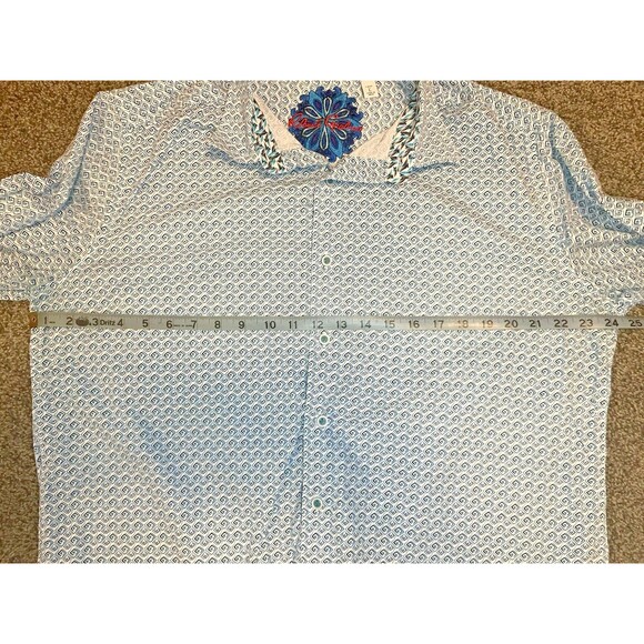 Robert Graham Men's XL Dalegard Blue Geometric Long Sleeve Flip Cuff Shirt - Picture 7 of 7